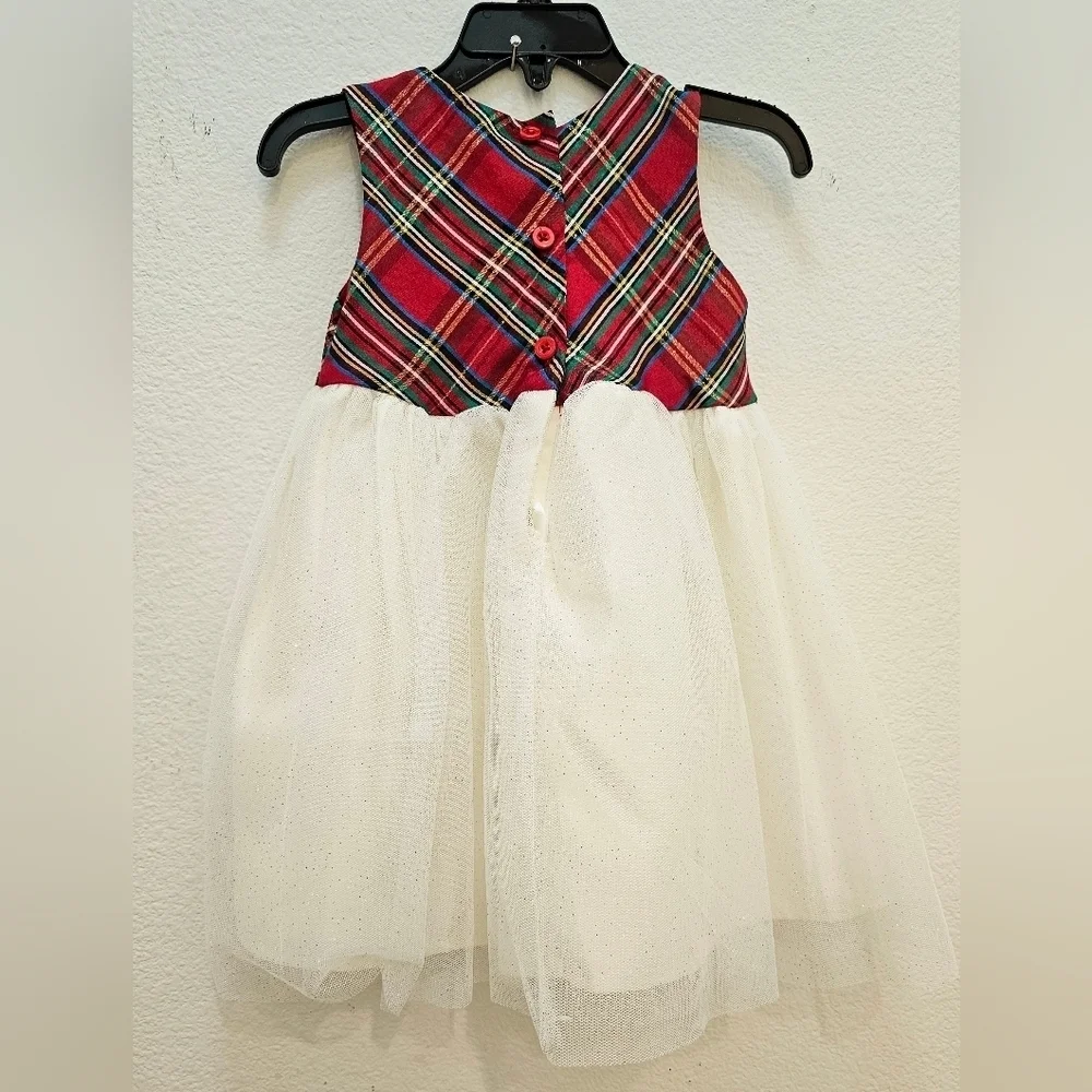 Red Holiday Dress with White Fur Collar Baby Girl 12 Months.